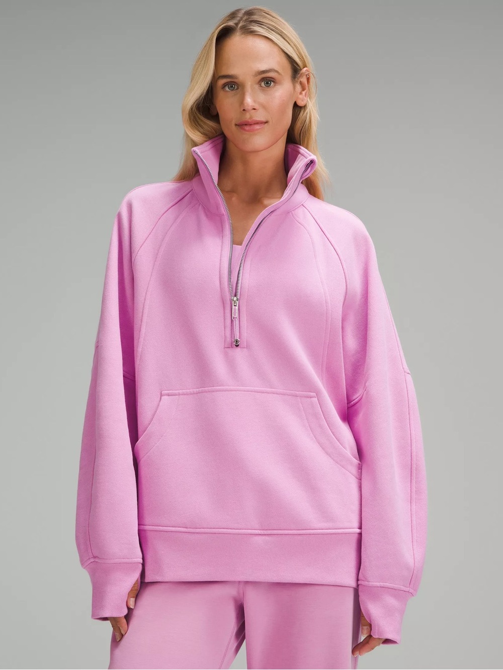 Lululemon Scuba Pink Quarter-Zip Pullover Sweatshirt